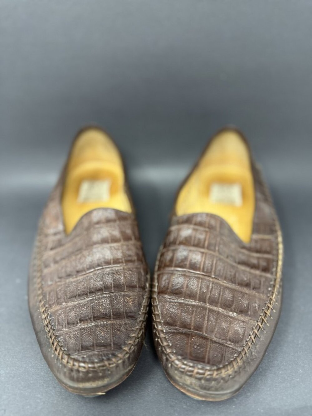 Michele Loisi Dress Leather Loafer Shoe Brown Italy Mens 7.5 D Preppy - Picture 2 of 8